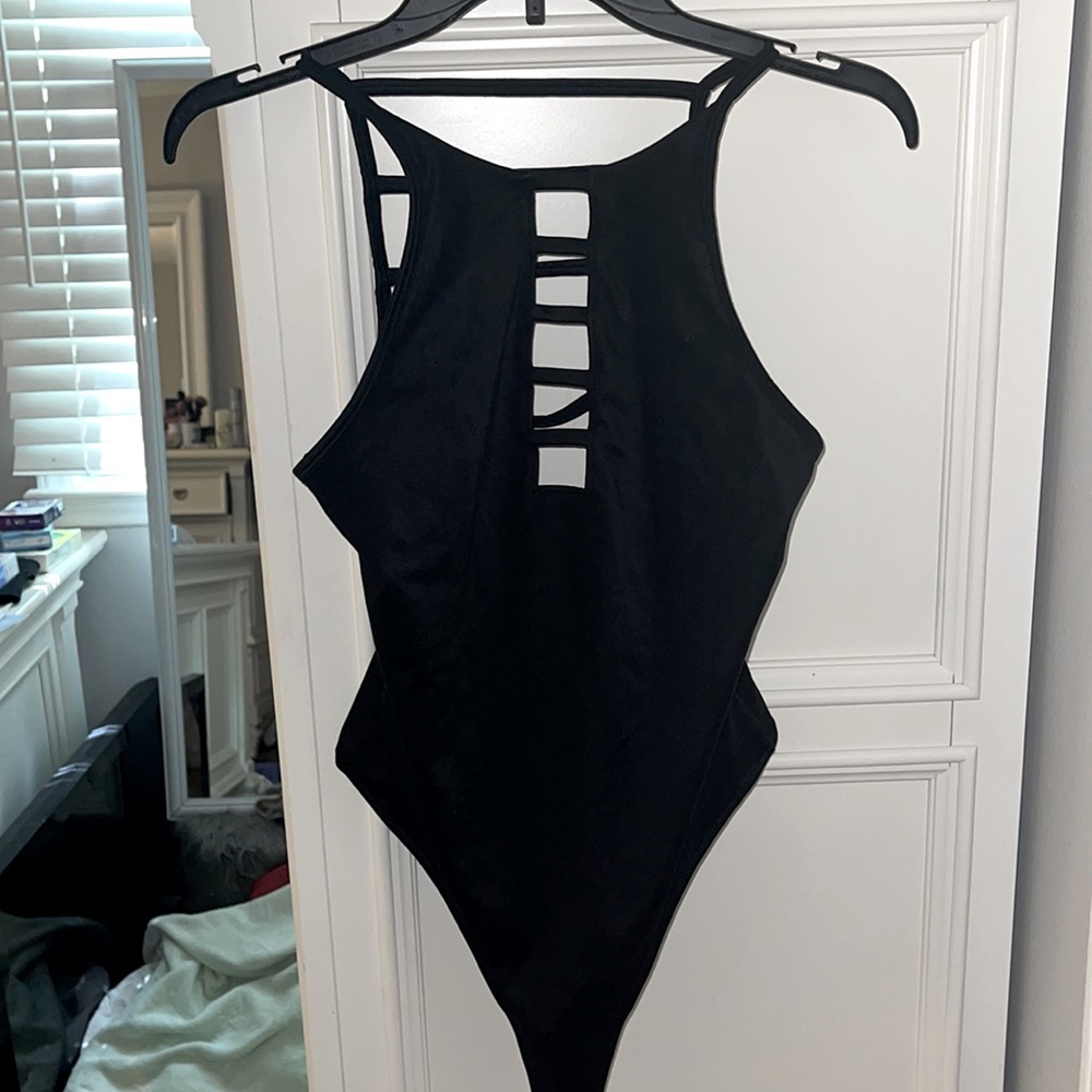 Victoria Secret Sport Suede Black Bodysuit